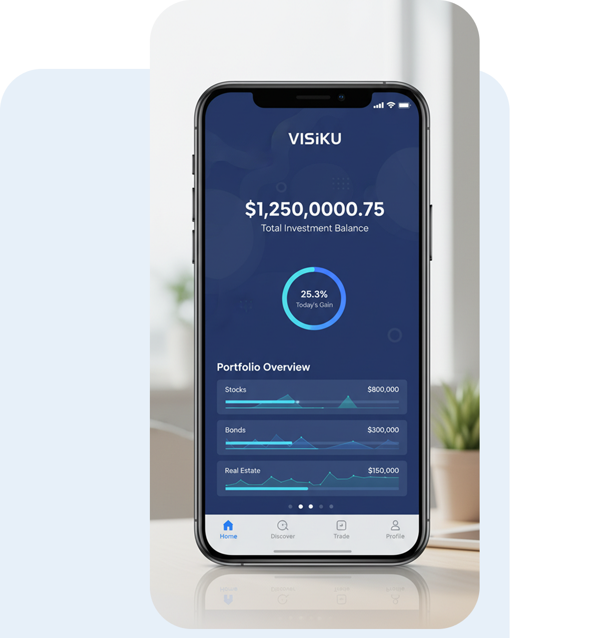 Visiku app portfolio overview in a phone mockup