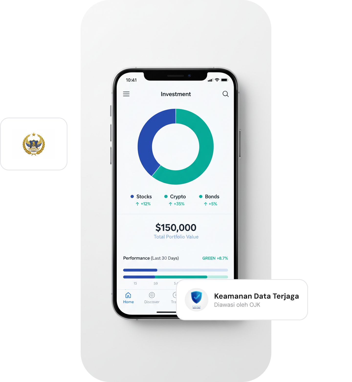 Visiku app investment dashboard in a phone mockup