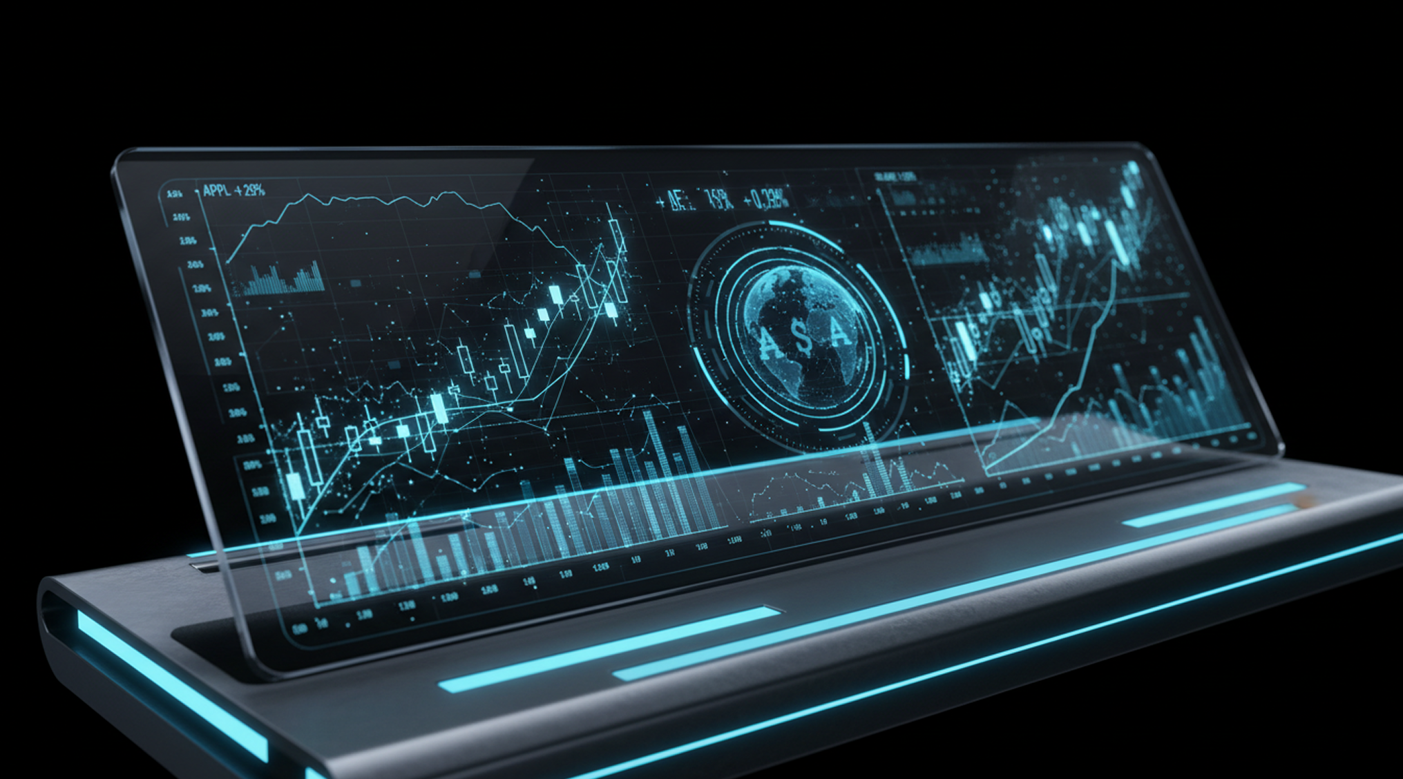 Trading dashboard on a laptop